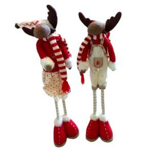 Festive Moose Couple Ready for the Holidays Soft Sculptures